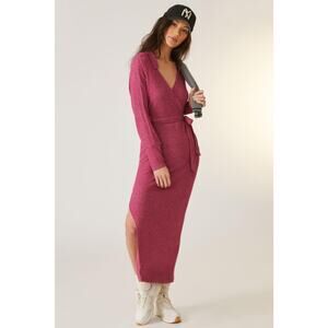 Anthropologie Belted Knit V Neck Maxi Dress - New Medium